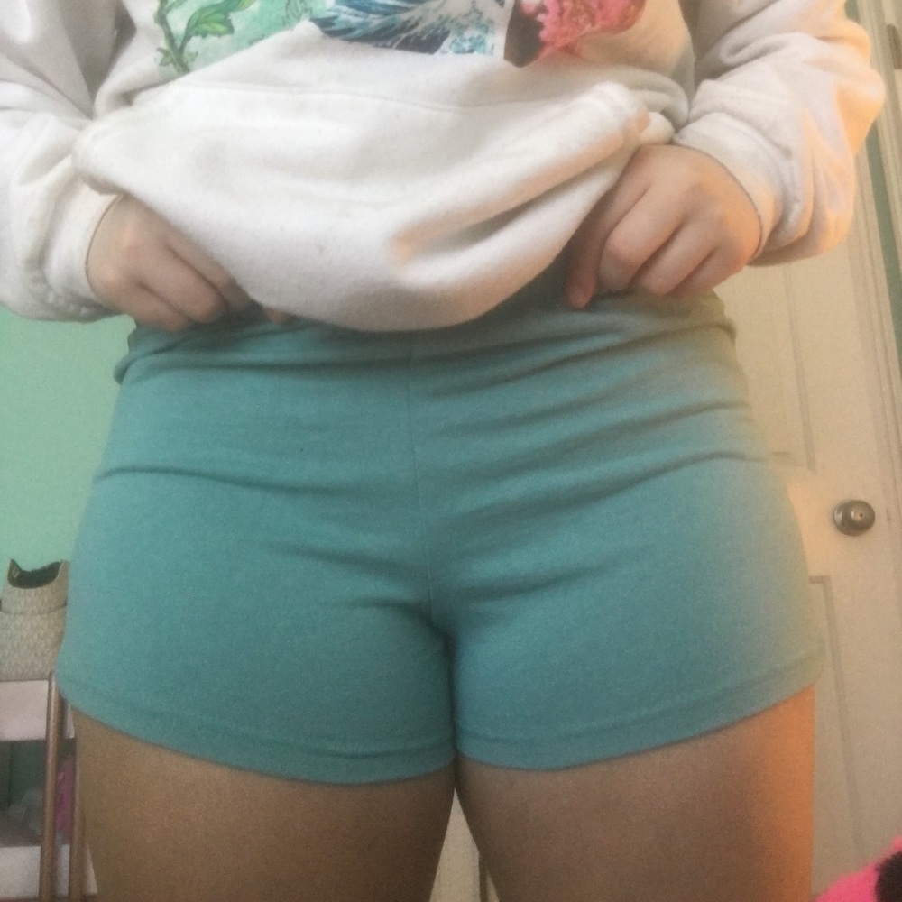 Blue-green soffe shorts
